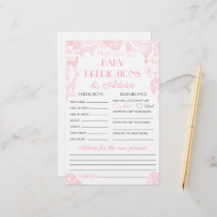 Carte de jeu Baby shower de prédictions et conseil