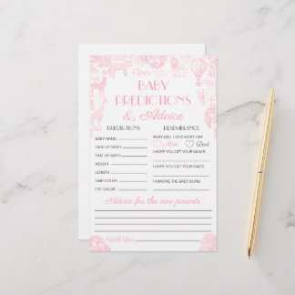 Carte de jeu Baby shower de prédictions et conseil