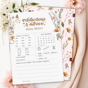 Carte de jeu Baby shower Floral Prédictions & Cons