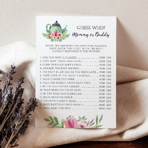 Carte de jeu baby shower maman ou papa