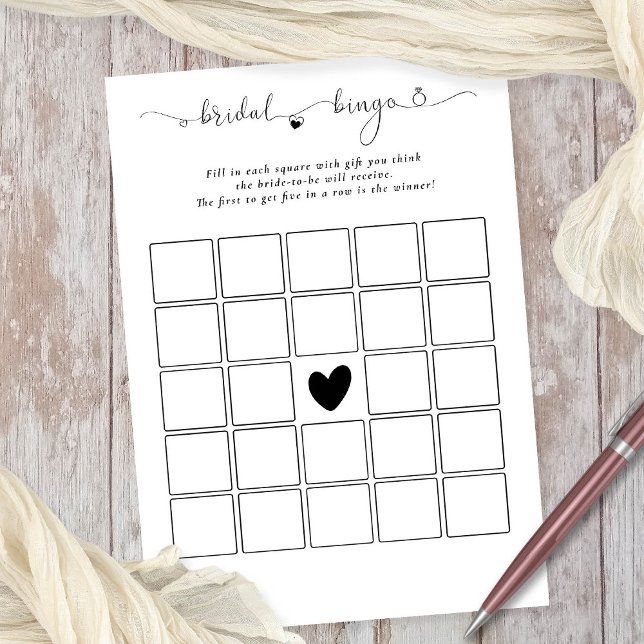 Carte de jeu blanc de bingo nuptiale (Available digitally or printed)