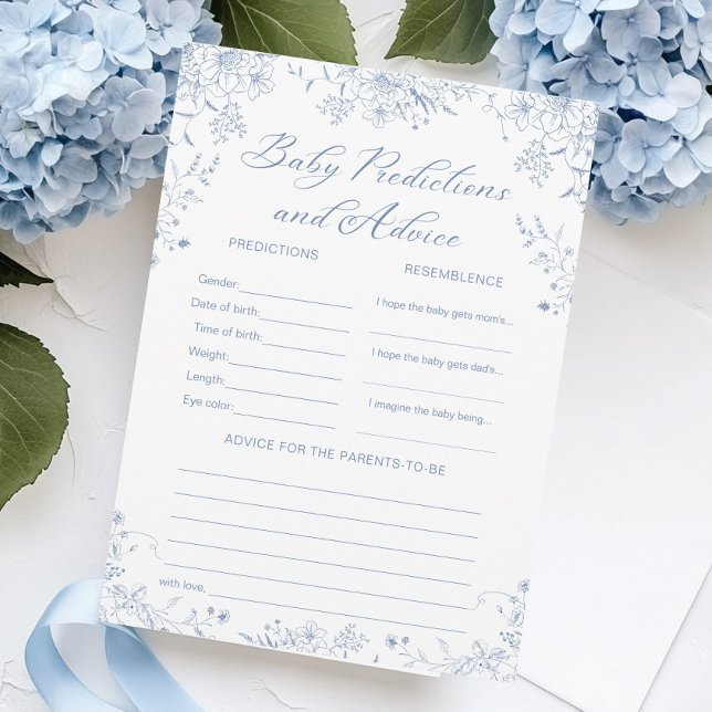 Carte de jeu Blue Baby shower Prédictions et conse (Créateur téléchargé)