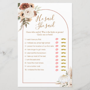 Carte de jeu Boho Arch White Pumpkin He said She s