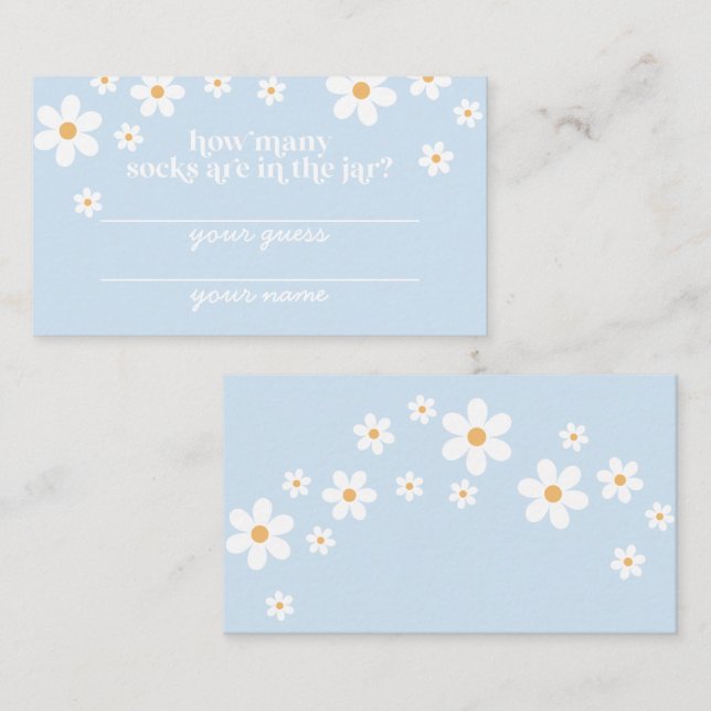 Carte de jeu Boho daisy bleu floral Baby shower (Devant / Derrière)