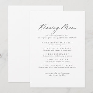 Carte de jeu Chic Silver Mariage Kissing Menu