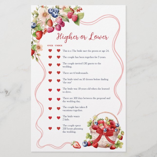 Carte de jeu Coquette Berry in Love Over ou Under (Devant)