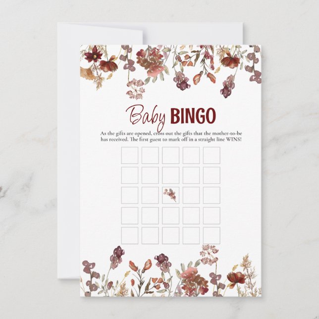 Carte de jeu de baby-bingo à motif de fleurs sauva (Devant)