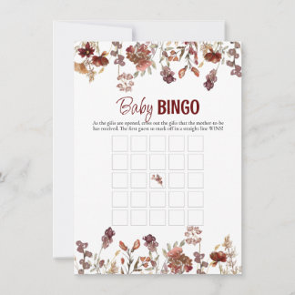 Carte de jeu de baby-bingo à motif de fleurs sauva