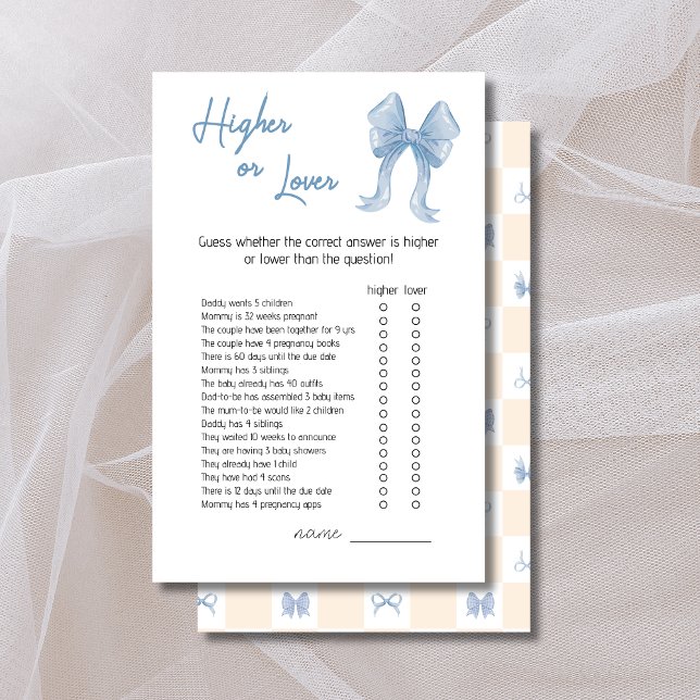 Carte de jeu de baby shower "Arc Bleu Plus Haut ou (Créateur téléchargé)