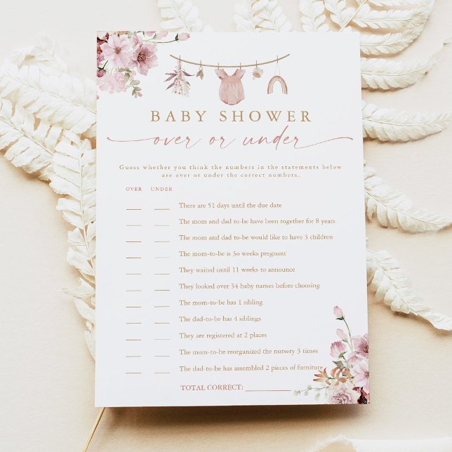 Carte de jeu de baby shower Boho Clothesline Over  (Créateur téléchargé)