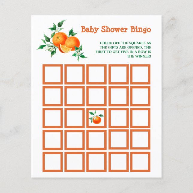 Carte de jeu de Baby shower Citrus Little Cutie (Devant)