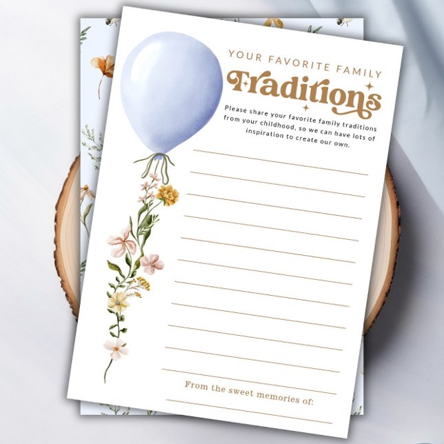 Carte de jeu de Baby shower de ballon de tradition (Family Tradition Balloon Baby Shower Game Card)