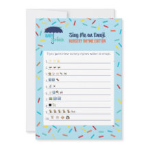 Carte de jeu de baby shower de comptine d'Emoji
