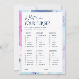 Carte de jeu de Baby Shower de contenu de sac à ma