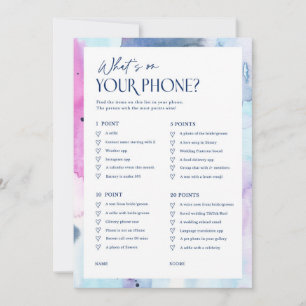 Carte de jeu de Baby Shower de contenu de téléphon
