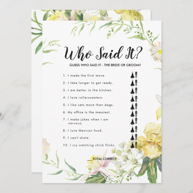 Carte de jeu de Baby Shower de Jardin Éthéré (Devant / Derrière)