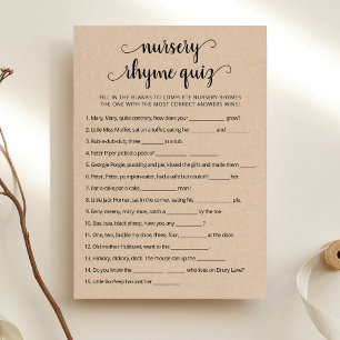 Carte de jeu de Baby shower de la Nursery Rhyme