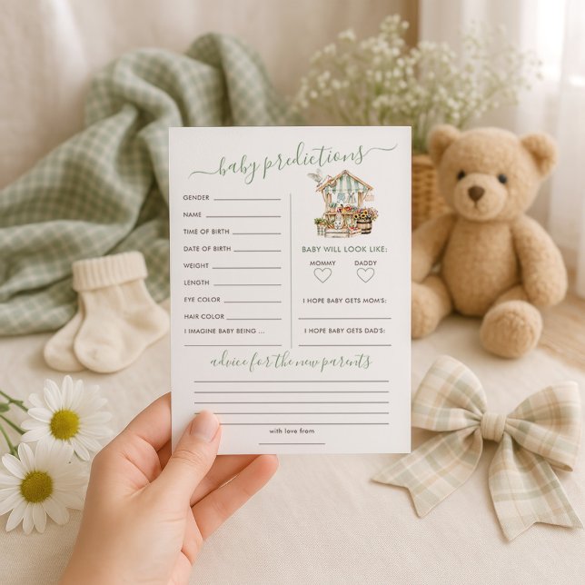 Carte de jeu de Baby shower de prédictions locales (Créateur téléchargé)