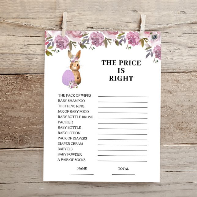 Carte de jeu de Baby Shower Easter Price is Right  (Créateur téléchargé)