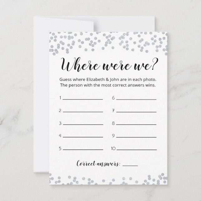 Carte de jeu de Baby Shower 'Editable Where Were W (Devant)