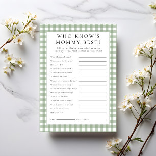 Carte de jeu de baby shower Gingham Who Knows Momm