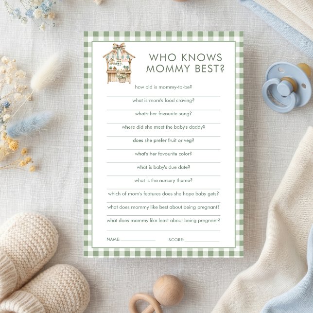 Carte de jeu de baby shower 'Locally Grown Knows M (Créateur téléchargé)