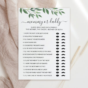Carte de jeu de Baby Shower Maman ou Papa modifiab