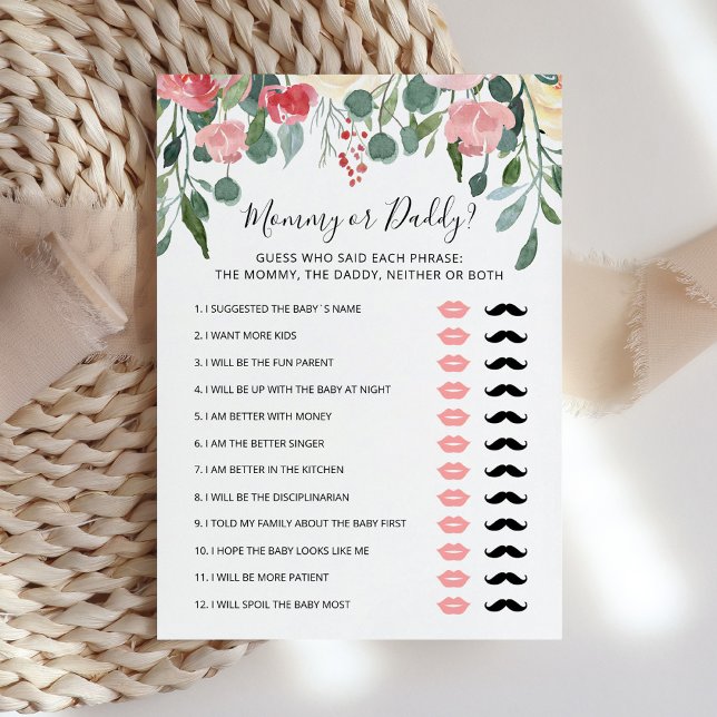 Carte de jeu de Baby Shower Maman ou Papa modifiab (Créateur téléchargé)