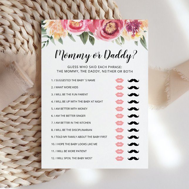 Carte de jeu de Baby Shower Maman ou Papa modifiab (Créateur téléchargé)