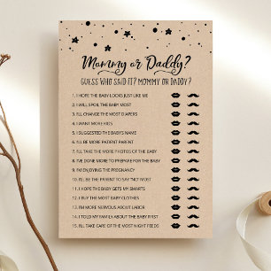Carte de jeu de Baby Shower Maman ou Papa modifiab