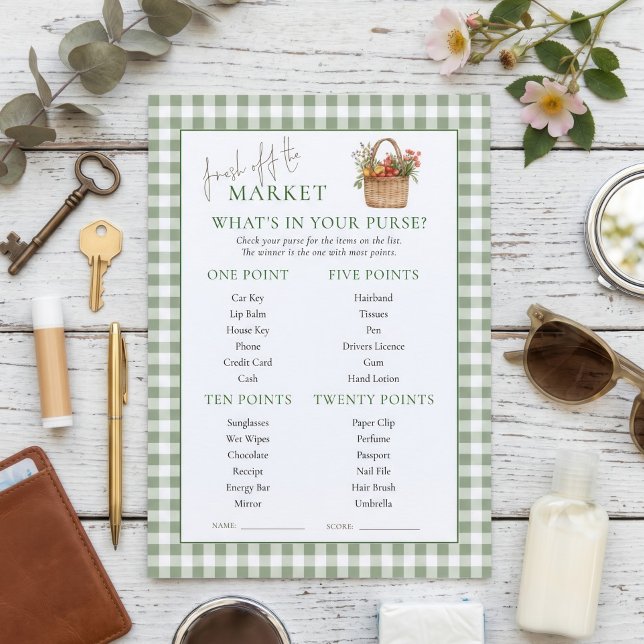 Carte de jeu de Baby Shower Mariage Gingham Marché (Créateur téléchargé)