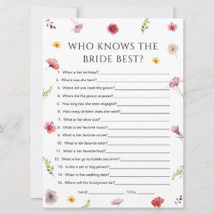 Carte de jeu de baby shower pour mariée Fleur sauv