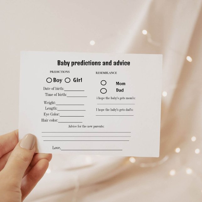 Carte de jeu de Baby Shower pour prédire le bébé m (Créateur téléchargé)
