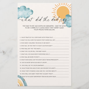 Carte de jeu de baby shower « Qu'est-ce que papa a