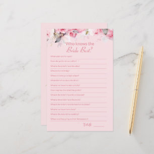 Carte de jeu de Baby Shower sur le thème des roses