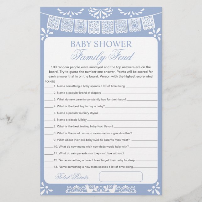 Carte de jeu de Baby Shower Survey Says (Devant)