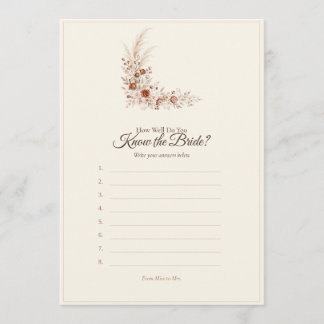 Carte de jeu de baby shower Terracotta Romance