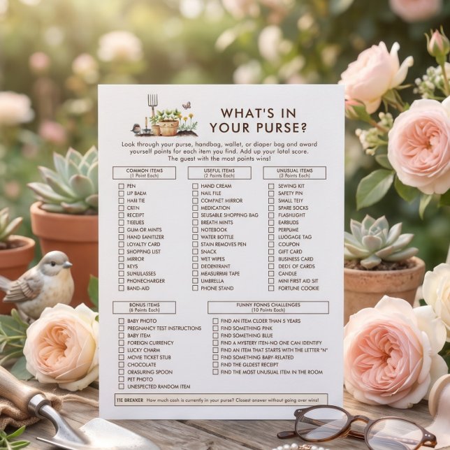 Carte de jeu de bébé pour shower de bébé: Jardin Q (Créateur téléchargé)