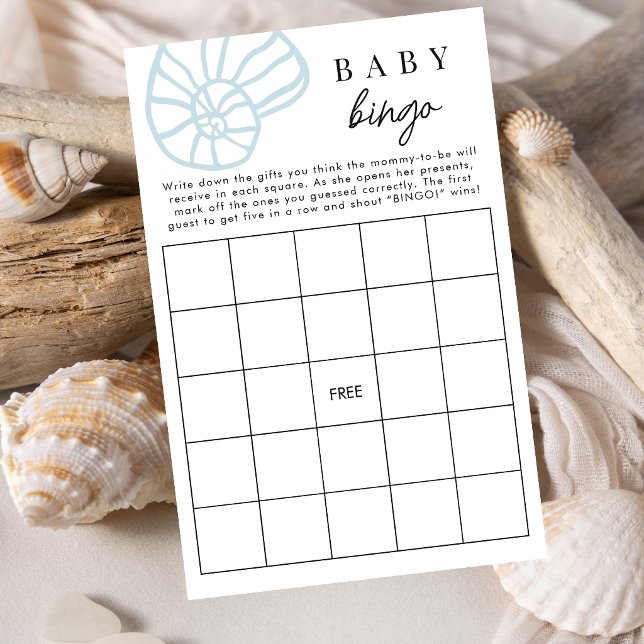 Carte de jeu de bingo bébé bleu poussiéreux plage  (Créateur téléchargé)
