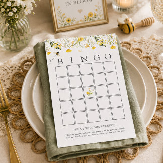 Carte de jeu de bingo bébé Fleur sauvage jaune et