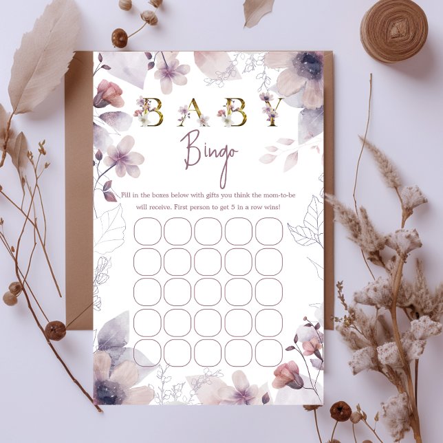 Carte de jeu de bingo bébé lavande fantaisiste (Créateur téléchargé)
