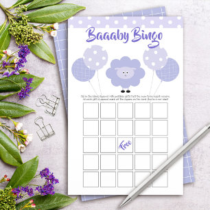 Carte de jeu de bingo bébé mouton violet Douce et