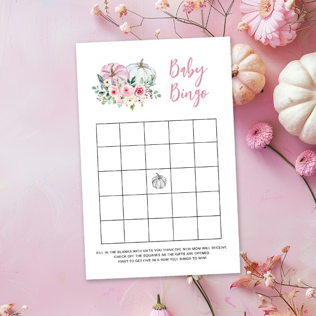 Carte de jeu de bingo bébé petite citrouille rose (Créateur téléchargé)