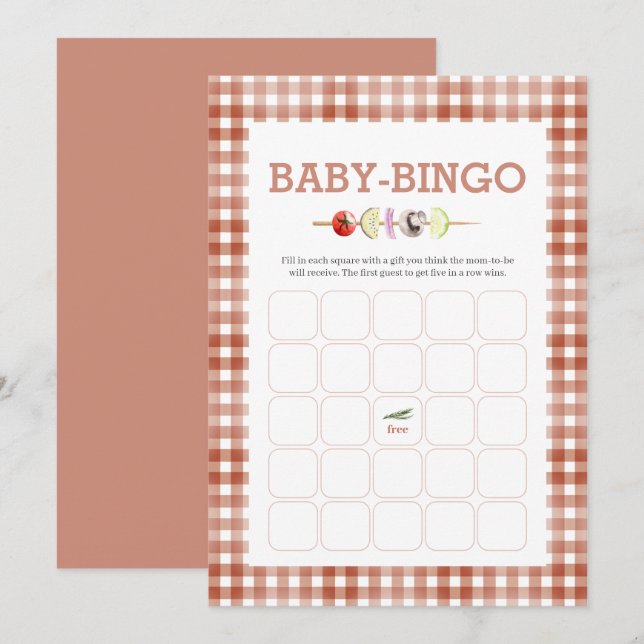 Carte de jeu de bingo Bébé-Q Bébé à l'aquarelle (Devant / Derrière)