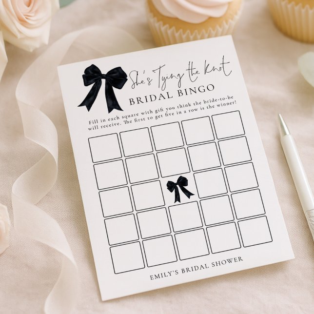 Carte de jeu de bingo Black Bow pour Baby Shower (Créateur téléchargé)