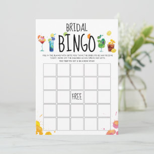 Carte de jeu de bingo de cocktails colorés amusant