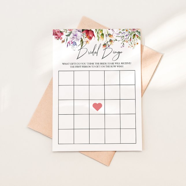 Carte de jeu de bingo de mariage floral (Créateur téléchargé)