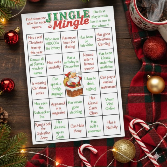 Carte de jeu de bingo de Noël Jingle & Mingle (Jingle & Mingle Christmas Bingo Game Card)