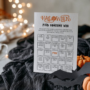 Carte de jeu de bingo Halloween Trouvez quelqu'un