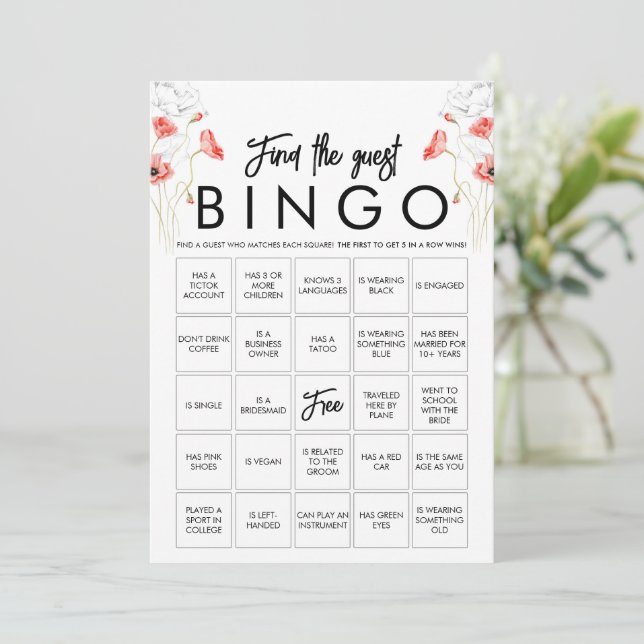 Carte de jeu de bingo personnalisable aux élégante (Debout devant)